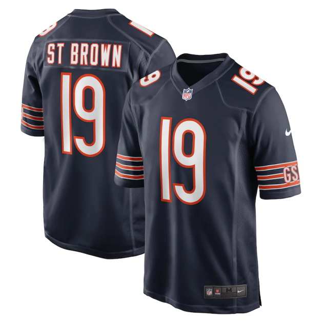 mens nike equanimeous st brown navy chicago bears game player jersey